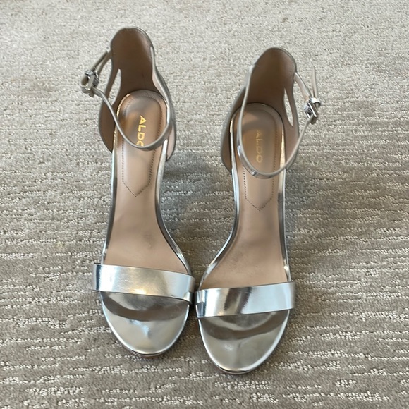 Worn once Aldo silver strappy heels